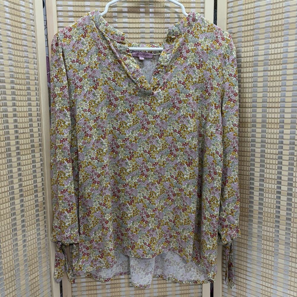 Rose & Rhyme Top Women's XL Multicolored Floral Pattern 3/4 Sleeves